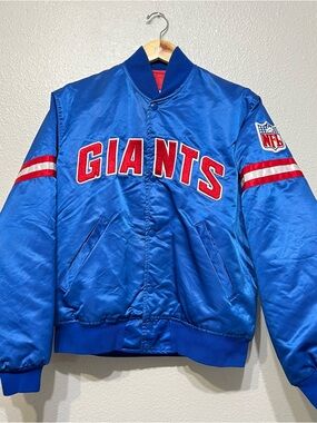 Vintage New York Giants Jacket Blue Satin Starter Pro Line NFL Medium